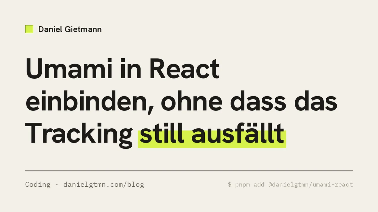 Titelbild: Umami in React einbinden, ohne dass das Tracking still ausfällt